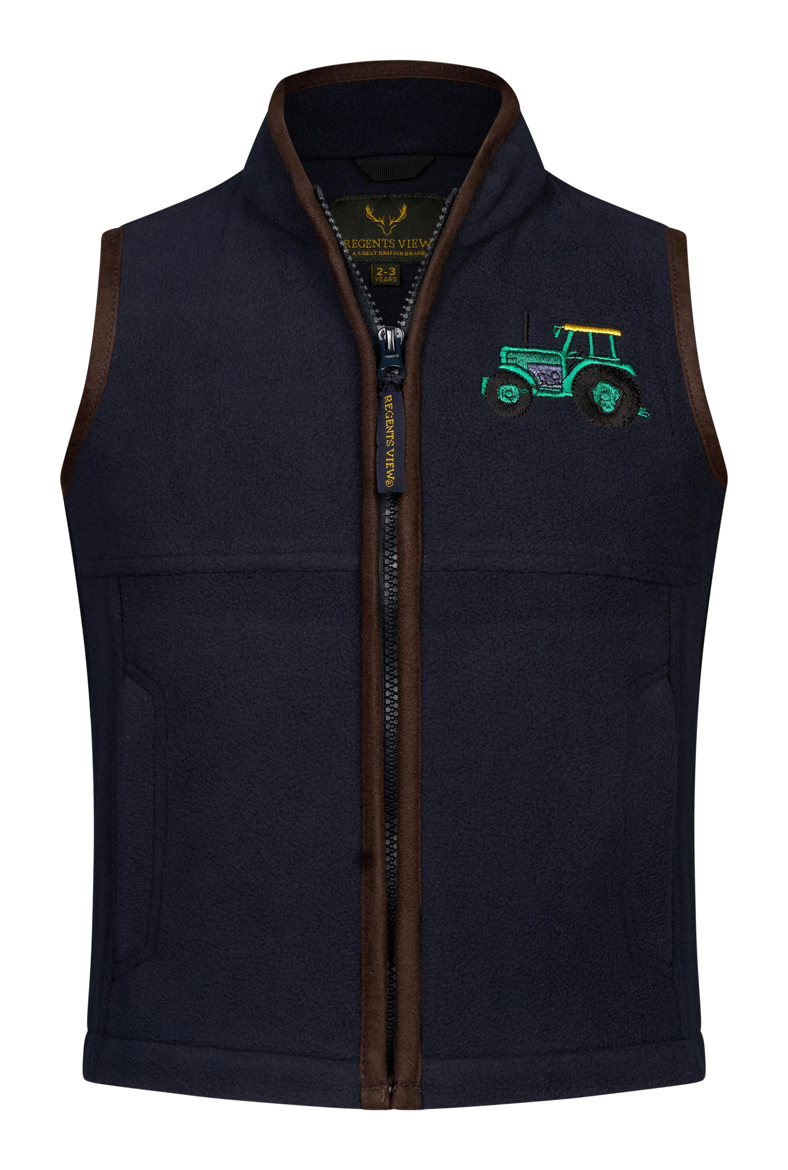 Regents View Childrens Tractor Fleece Gilet - Navy