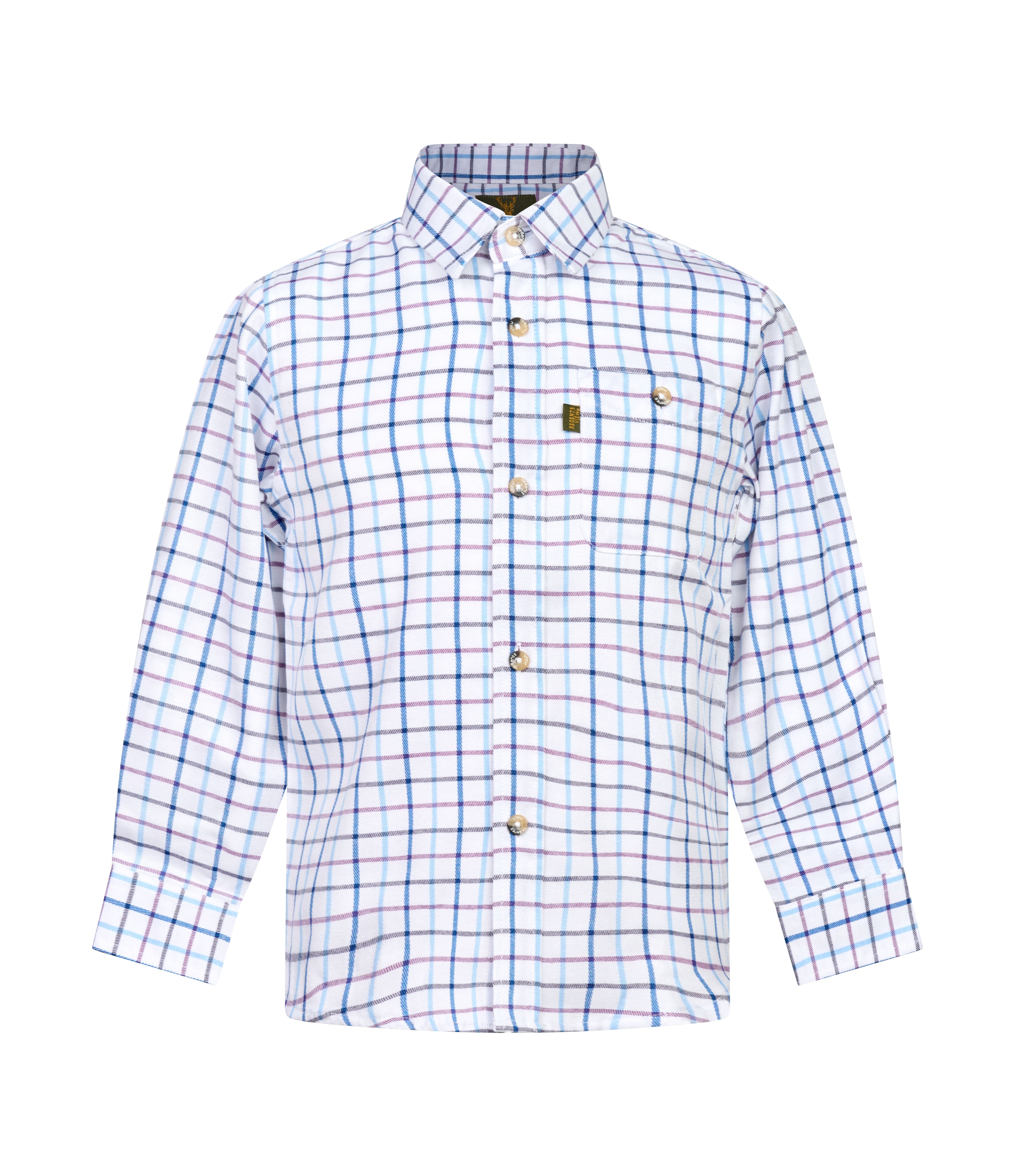 Regents View Childrens Tattersall Check Shirt - SH41- Navy