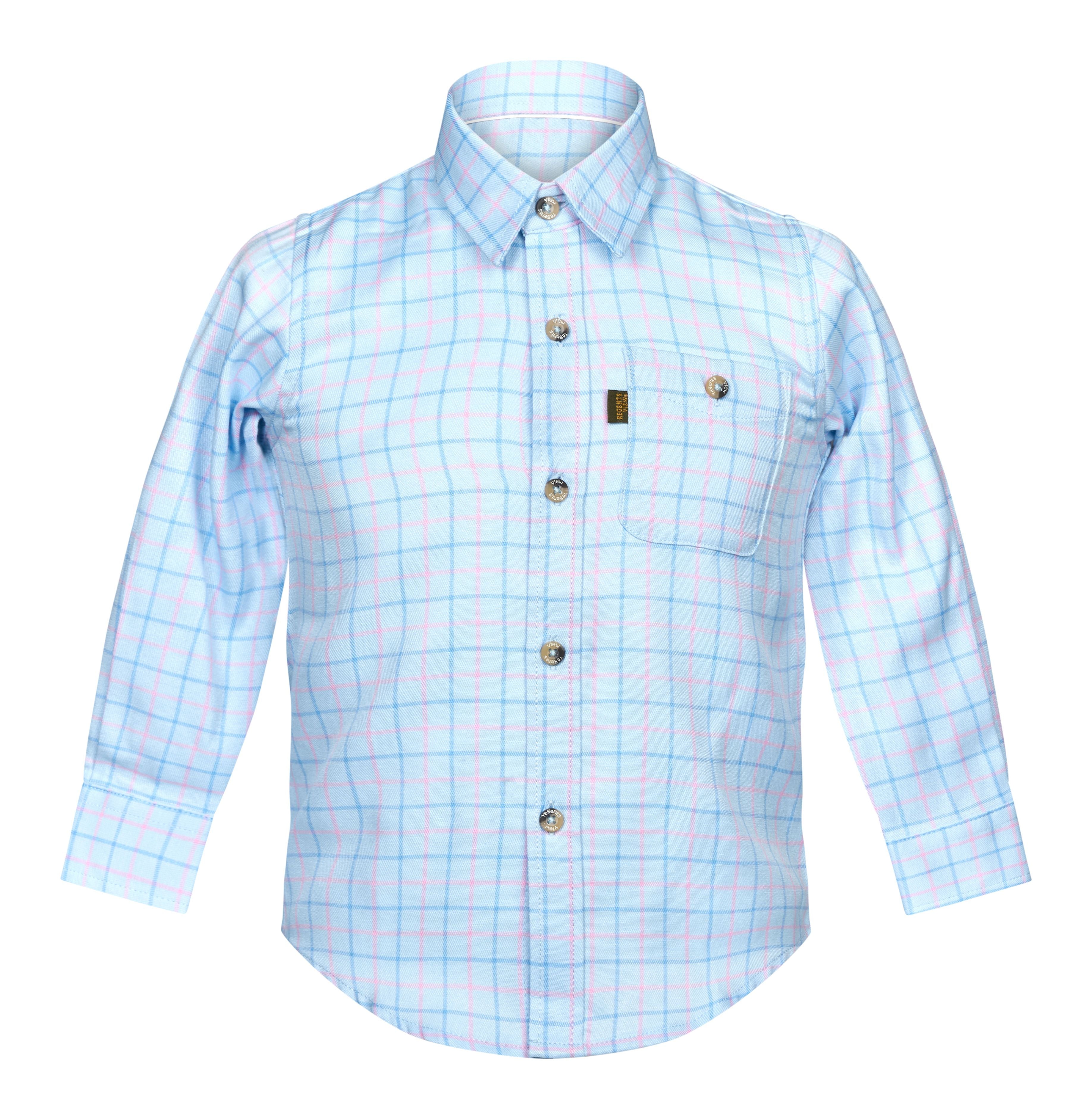Regents View Childrens Tattersall Check Shirt - SH48-Blue