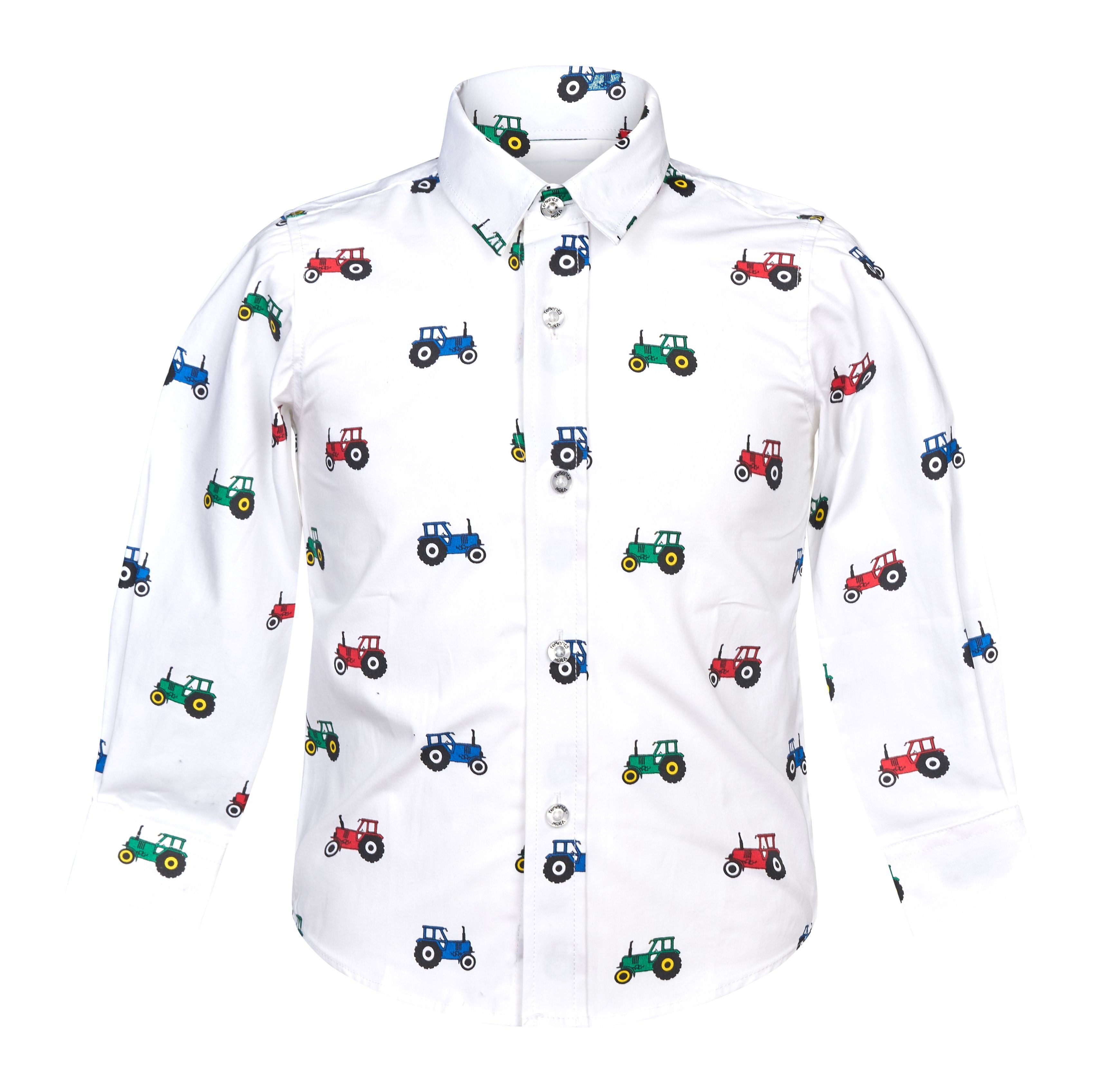 Regents View Childrens Cotton Tractor Shirt- White