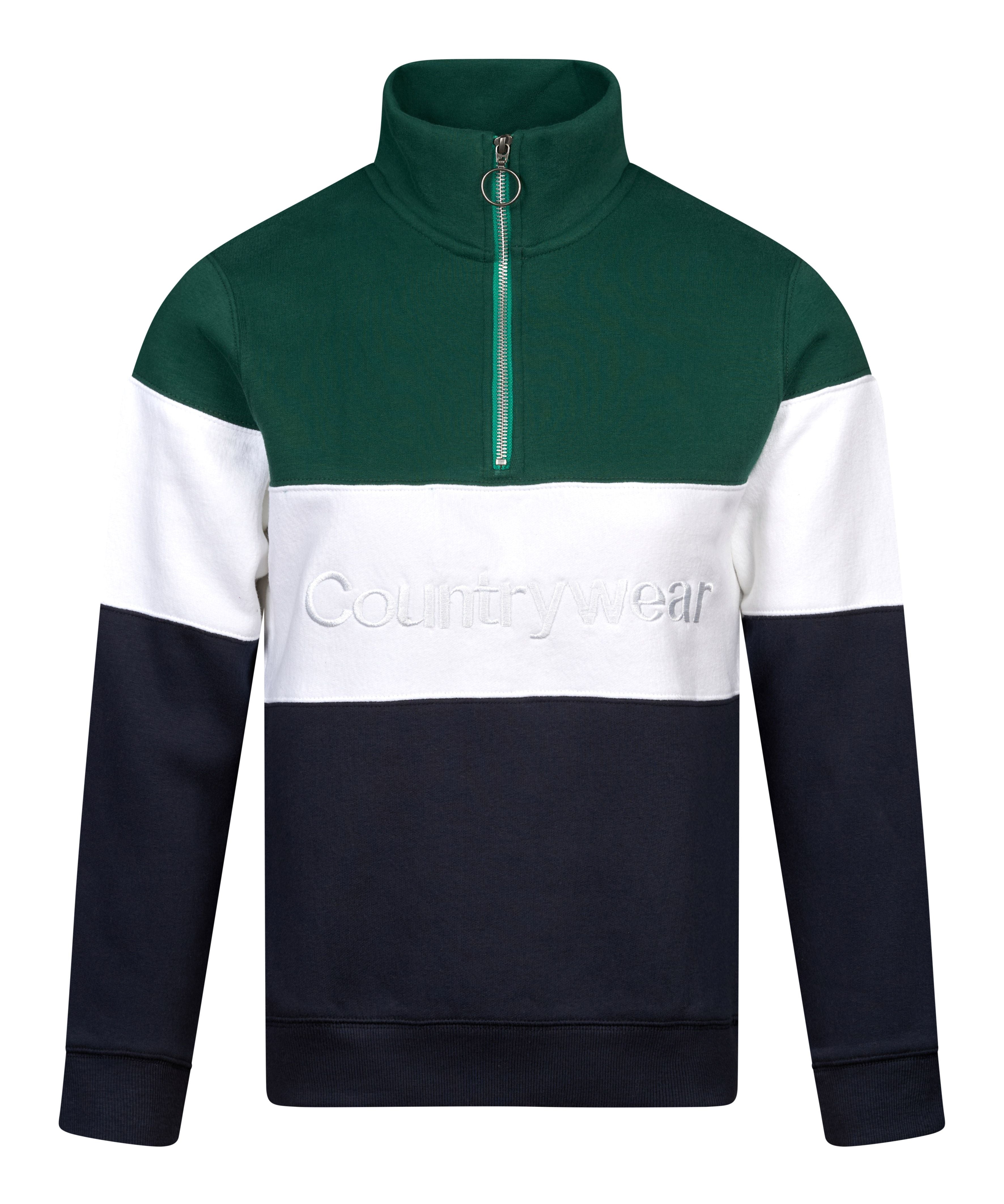 Regents View Womens Panel 1/4 Zip Sweatshirt Olive/White/Navy