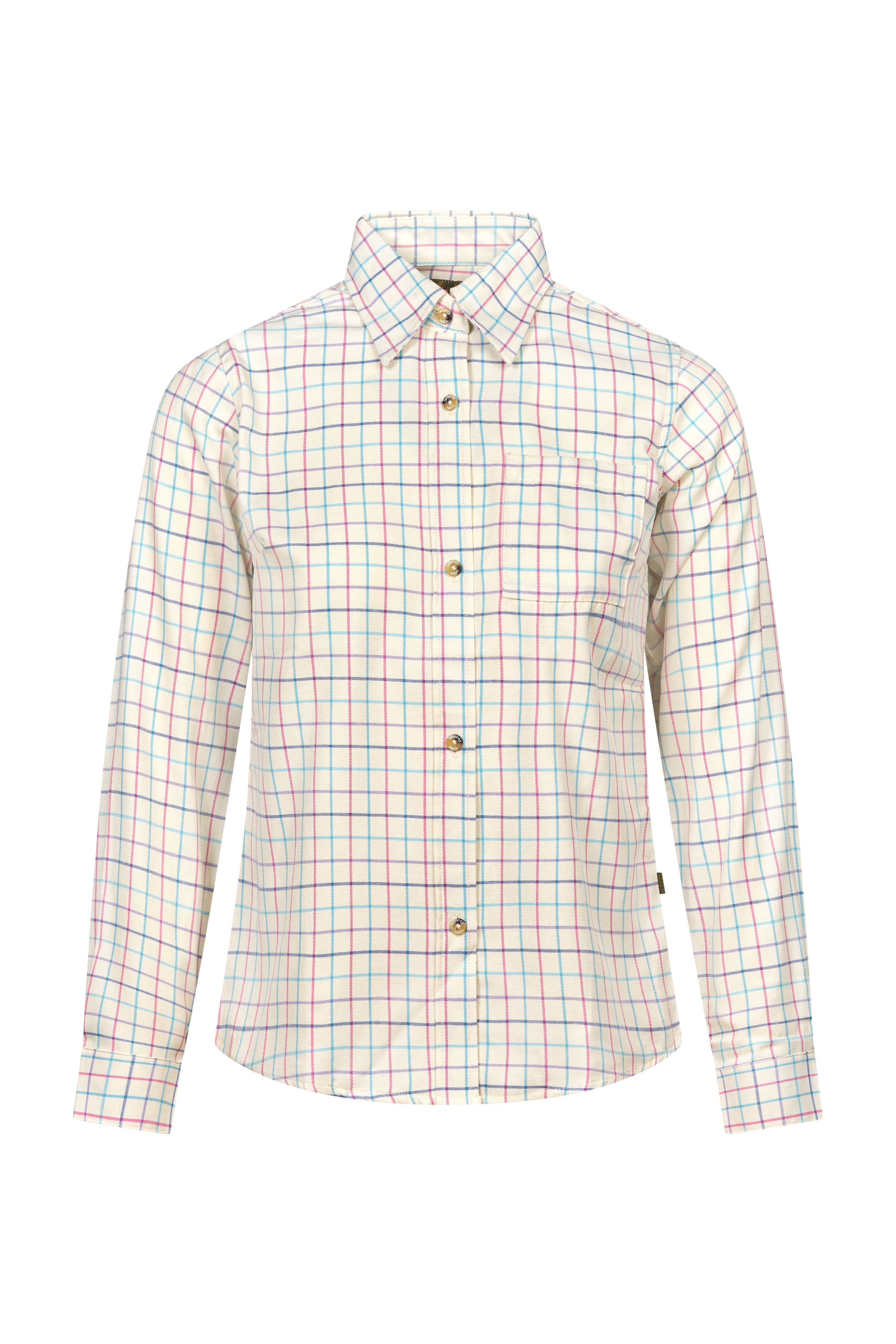 Regents View Womens Tattersall Long Sleeve Shirt - New Cream