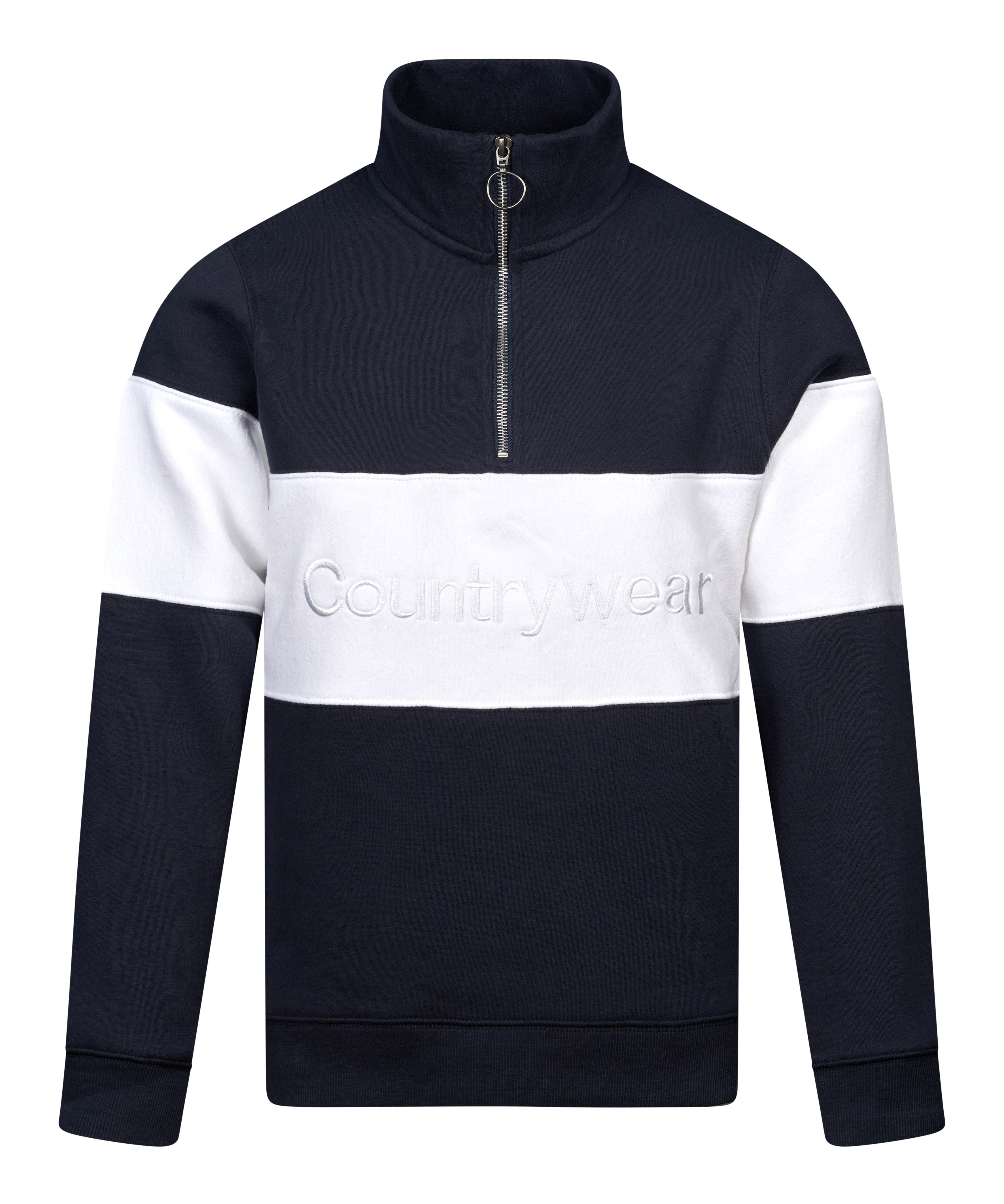 Regents View Womens Panel 1/4 Zip Sweatshirt Navy/White/Navy