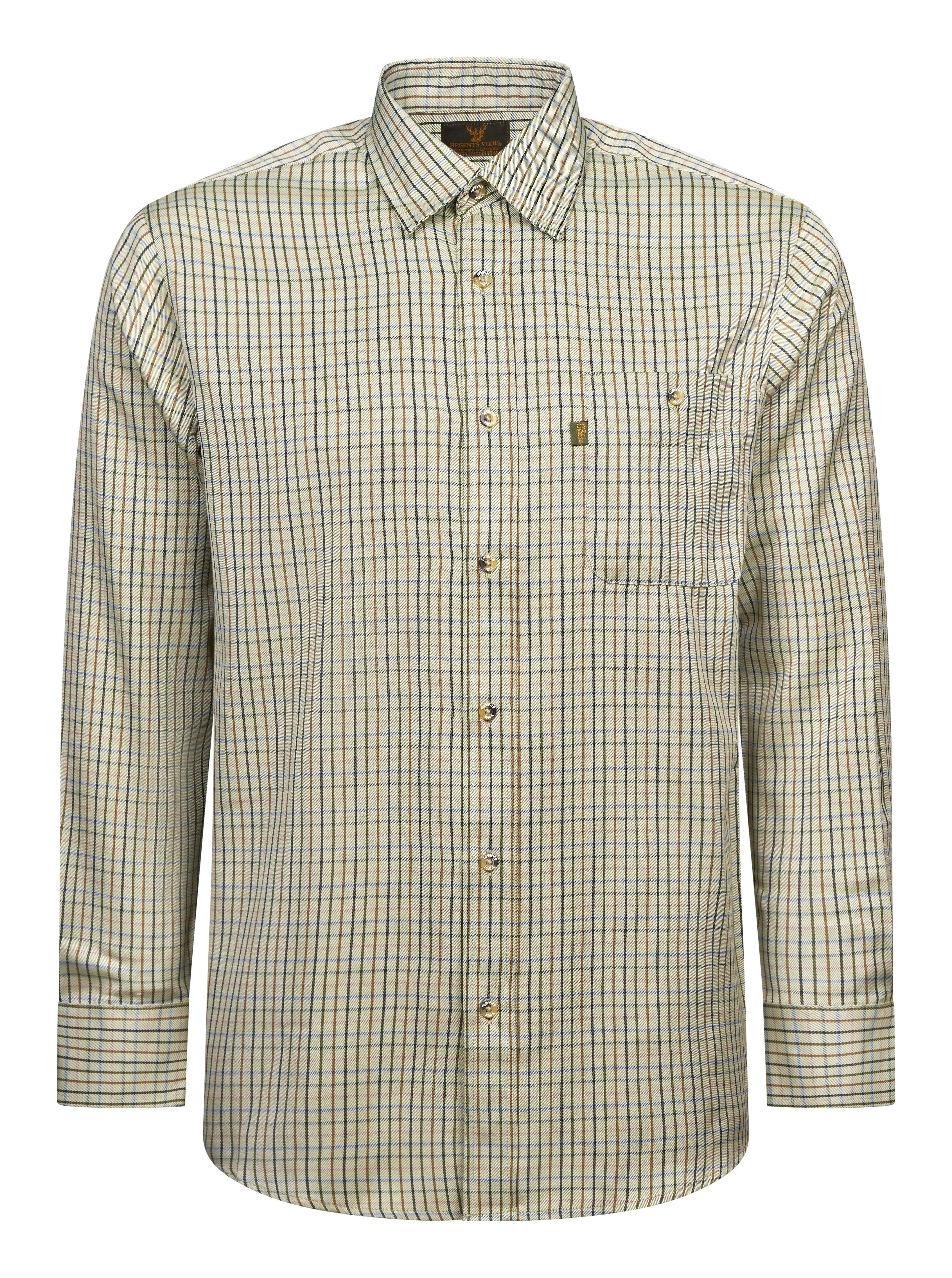 Regents View Men Tattersall Long Sleeve Shirt - SH27-2 Olive