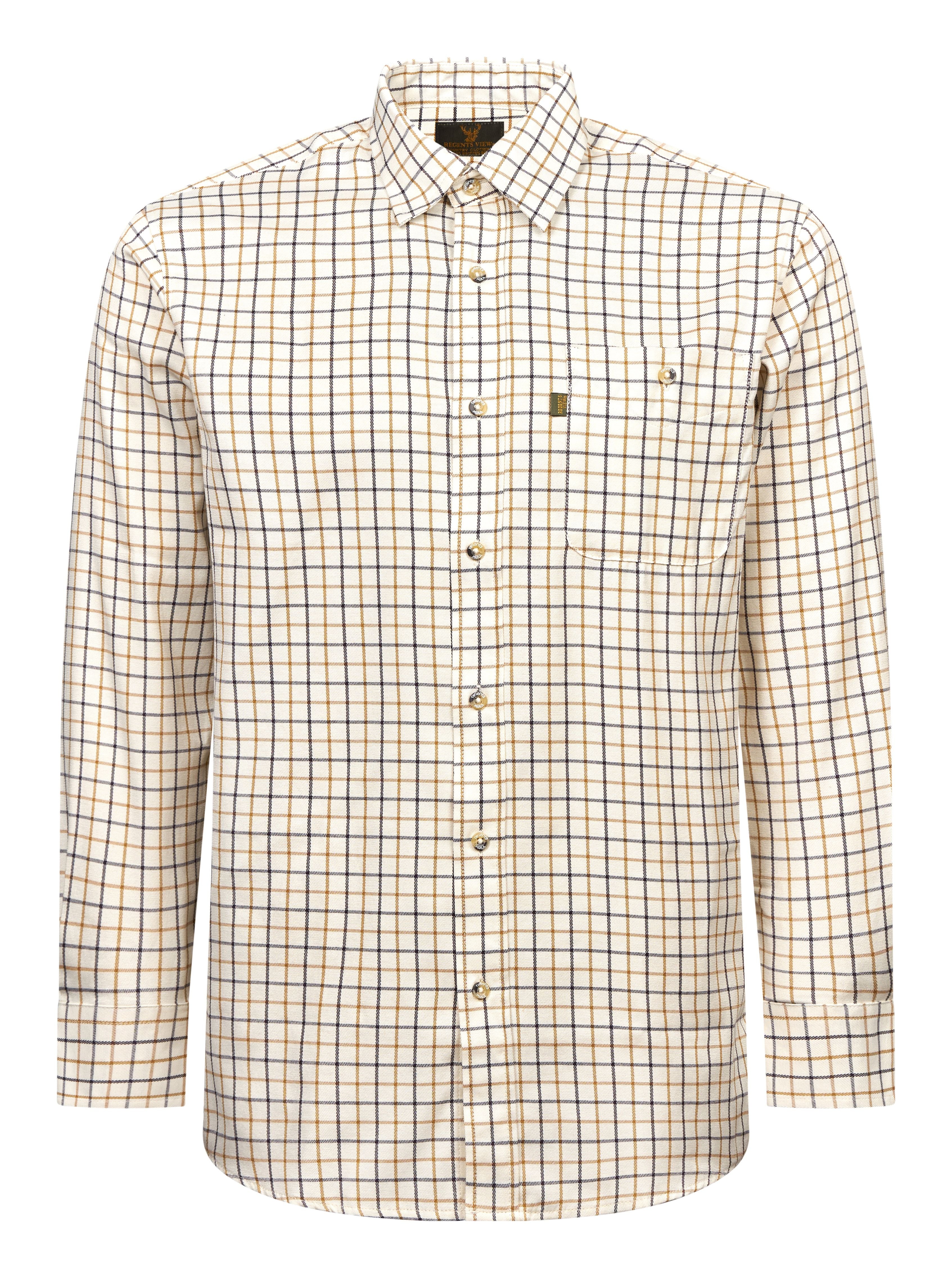 Regents View Men Tattersall Long Sleeve Shirt - SH3-3 Beige