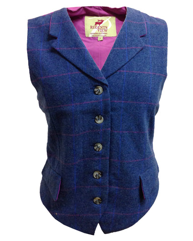 Ladies Tweed Poncho Cape Wrap 2-Tone Satin Lining & detachable Faux Fur Collar-Purple