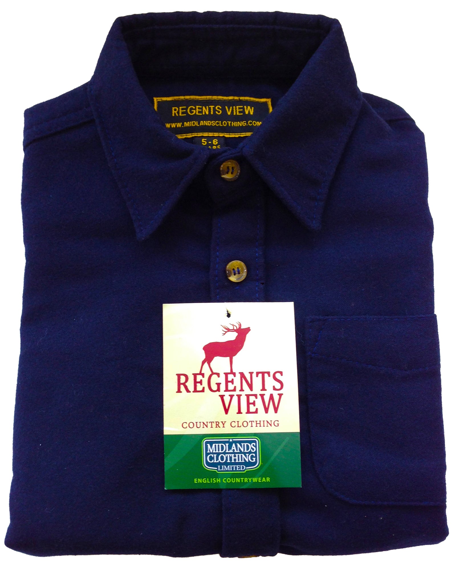 Regents View Childrens 100% Cotton Moleskin Shirt - Navy