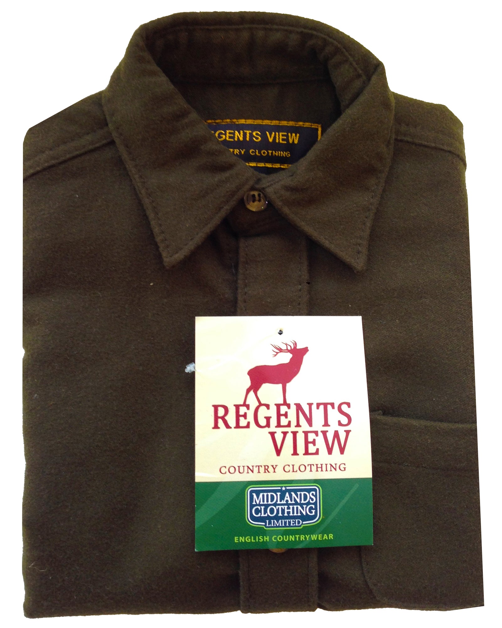 Regents View Childrens 100% Cotton Moleskin Shirt - Olive