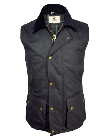 Regents View Padded Waxed Cotton Waistcoat - Olive
