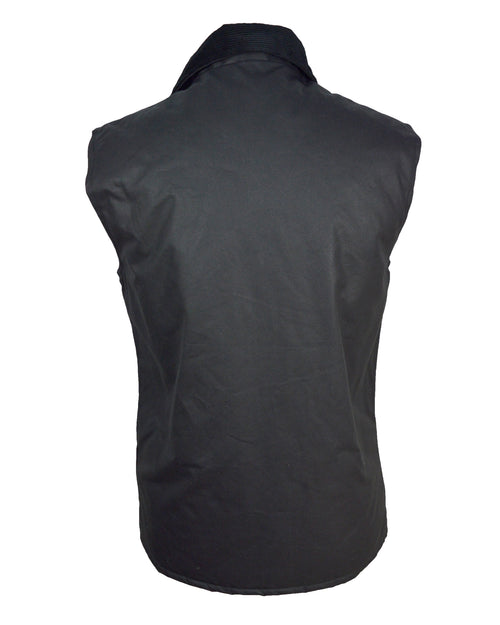 Regents View Men Premium Waxed Cotton Waistcoat - Black