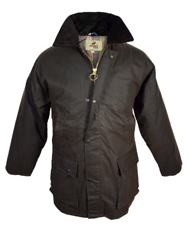 Regents View Mens Premium Hooded Wax Cotton Jacket - Brown