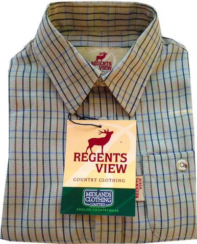 Regents View Childrens Tattersall Check Shirt - Beige sh3-3