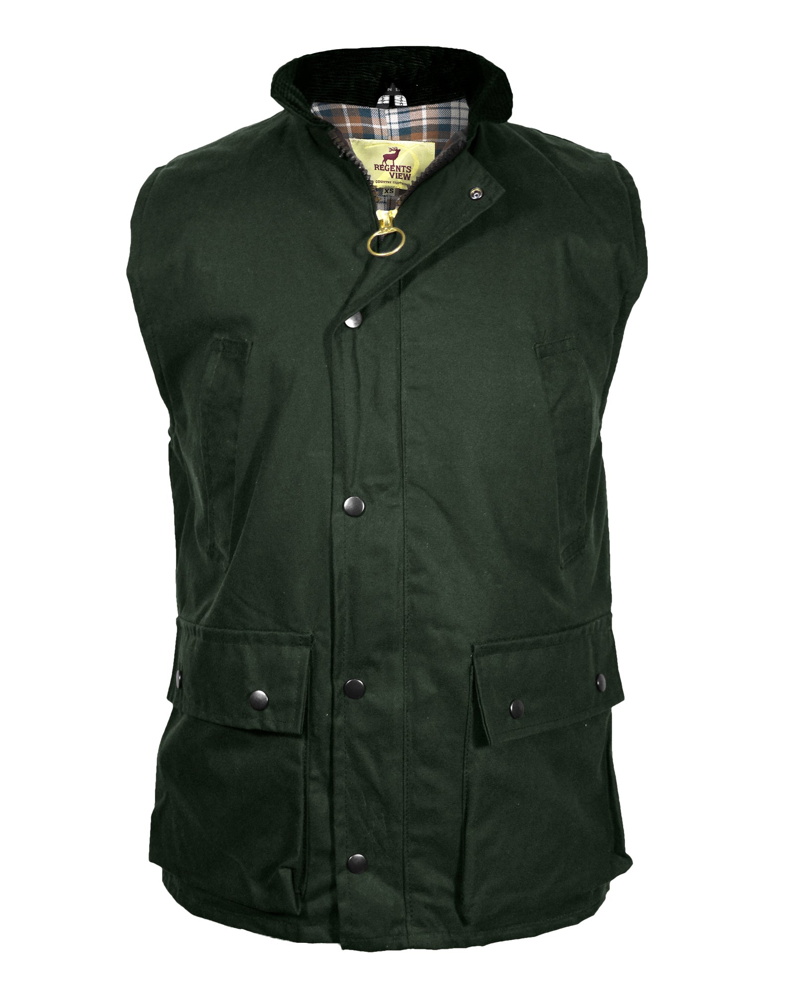 Regents View Padded Waxed Cotton Waistcoat - Olive
