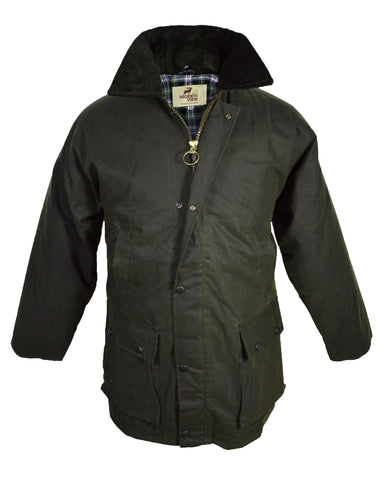 Regents View Mens Premium Hooded Wax Cotton Jacket - Olive