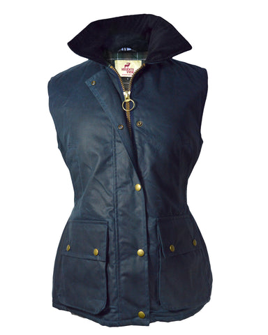 Regents View Womens Premium Fitted 100% Waxed Cotton Jacket - Navy
