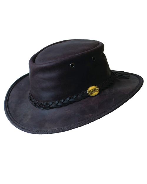 Barmah Crushable Bronco Leather Hat - Navy