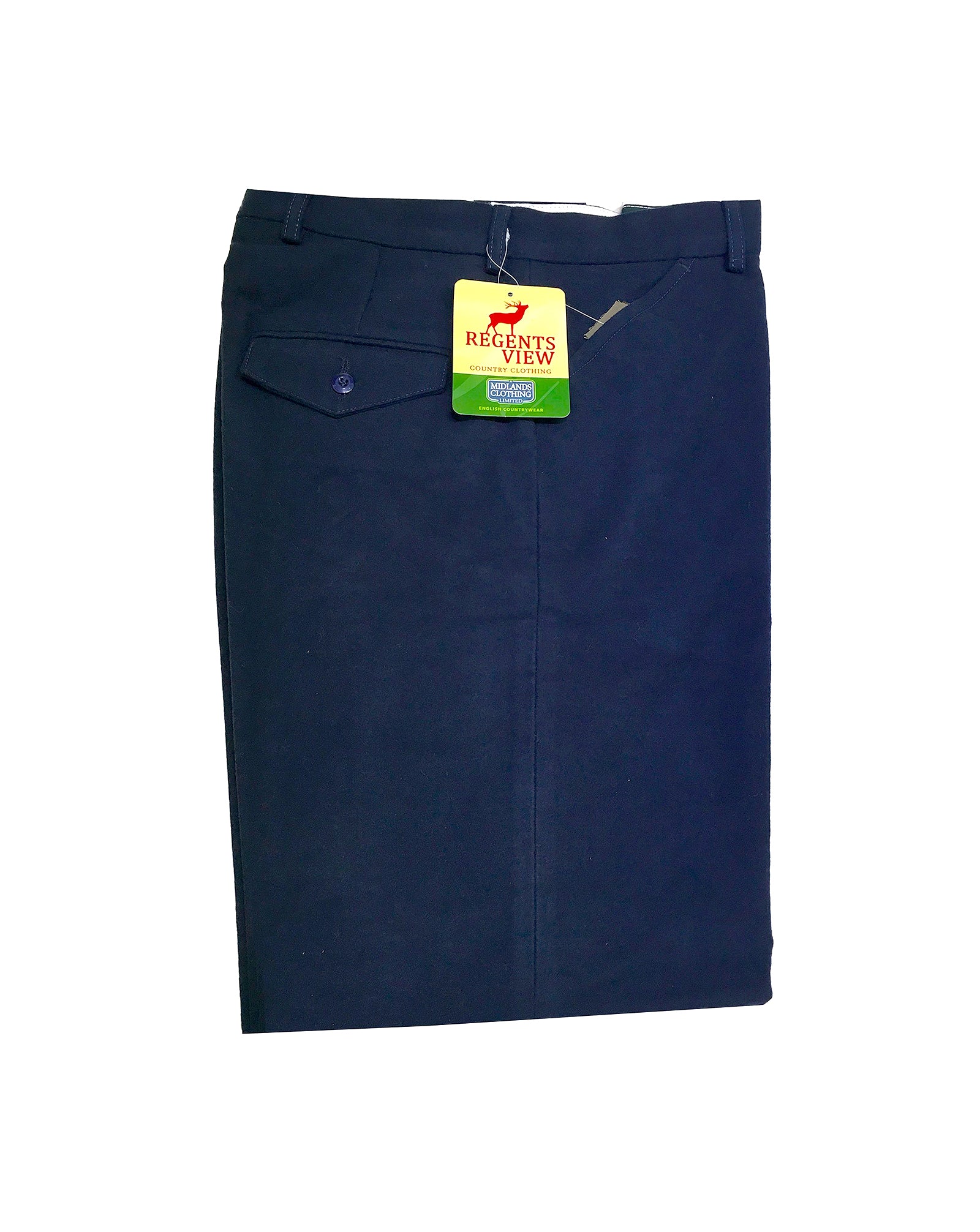 Regents View Mens 100% Cotton Moleskin Trousers - Navy