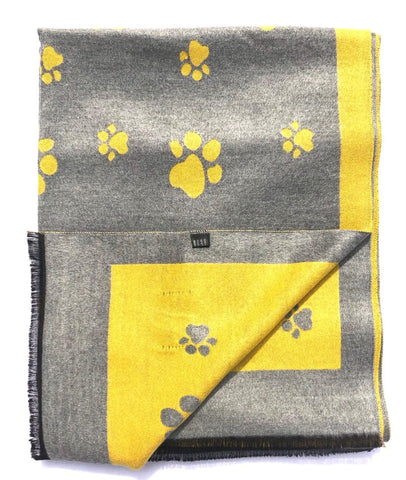 House Of Tweed  Large Scarves With Tassel Mulberry Tree -Mustard/Light Grey