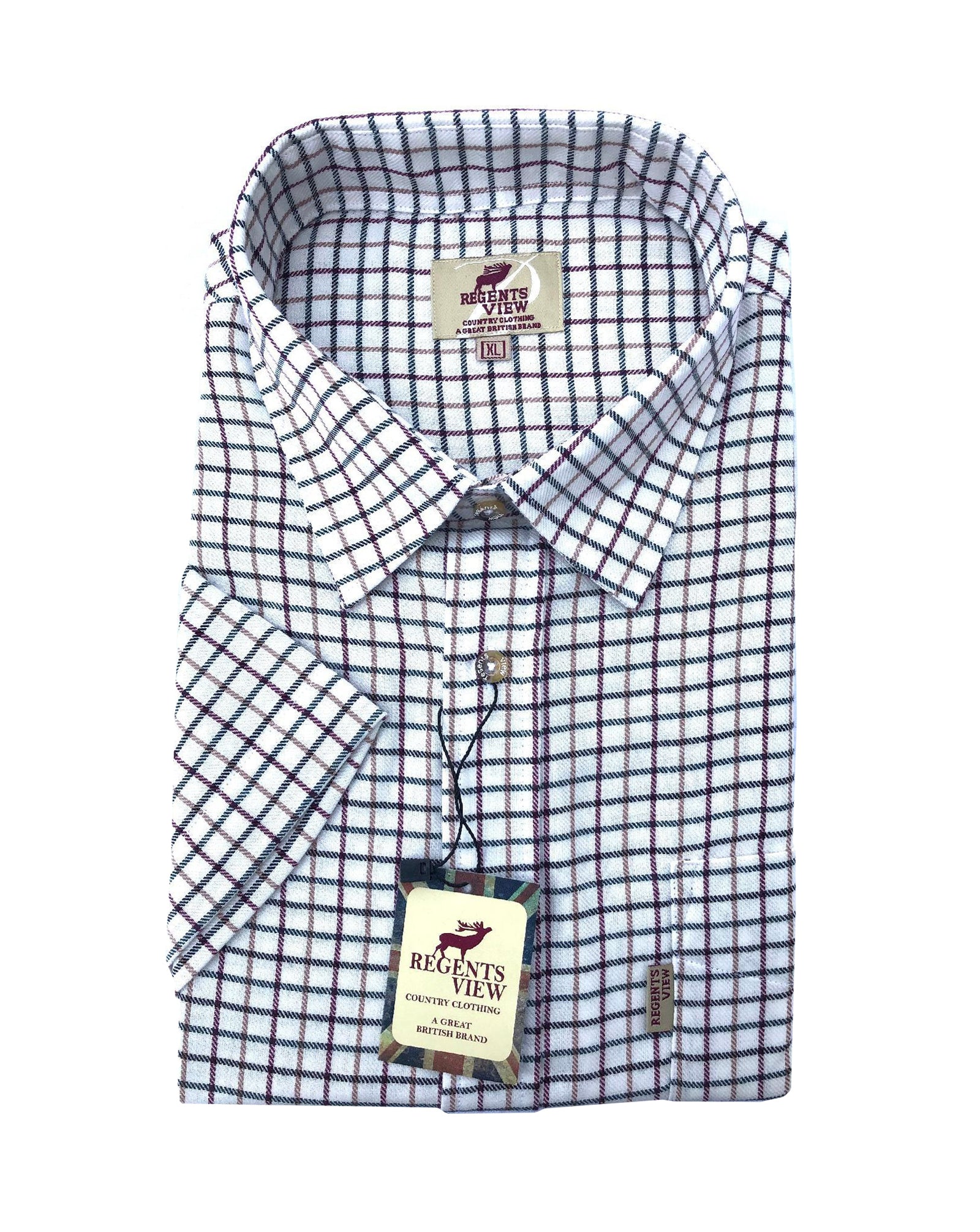 Regents View Men Tattersall Short Sleeve Shirt - sh1-3 red