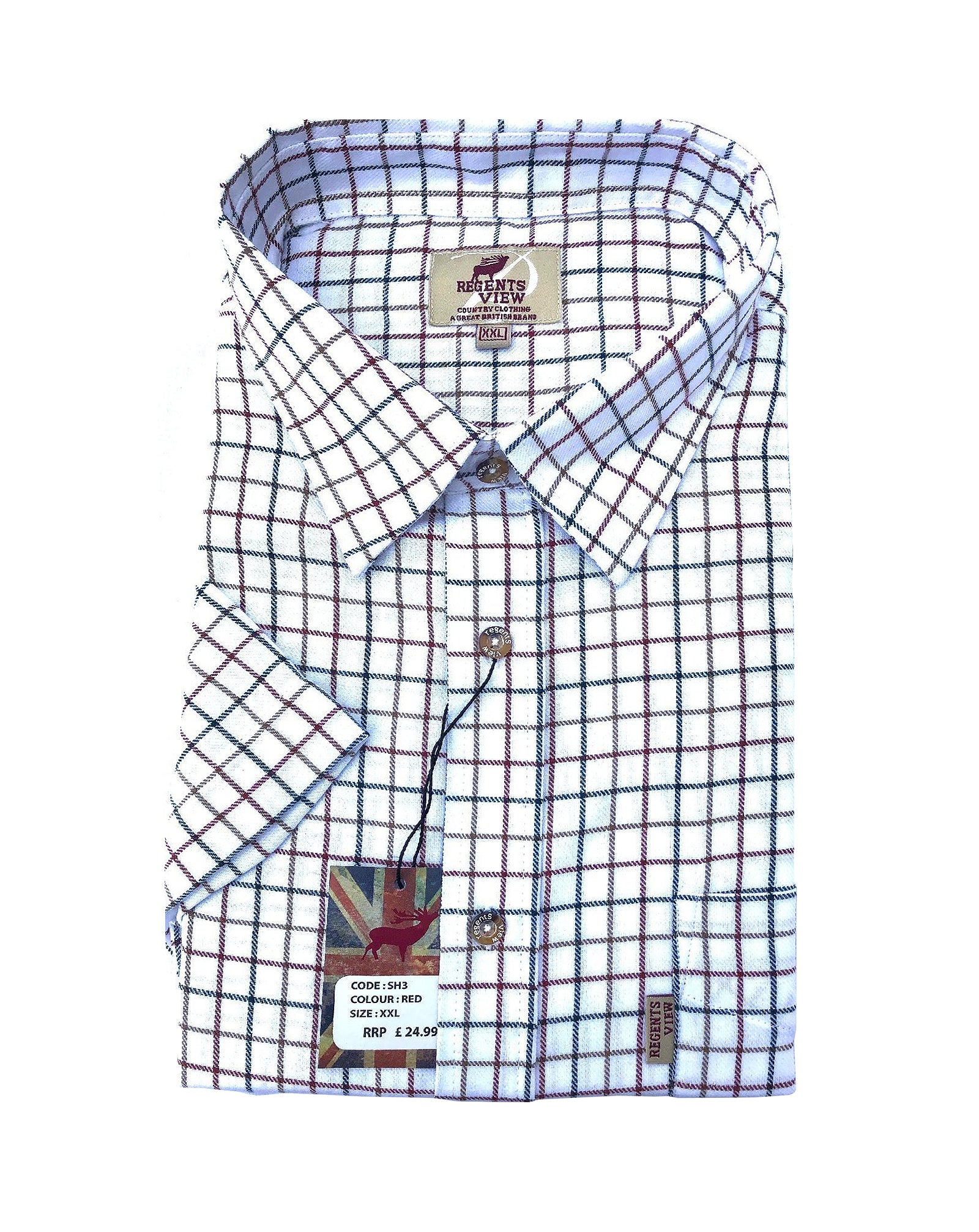 Regents View Men Tattersall Short Sleeve Shirt - sh3-2 red