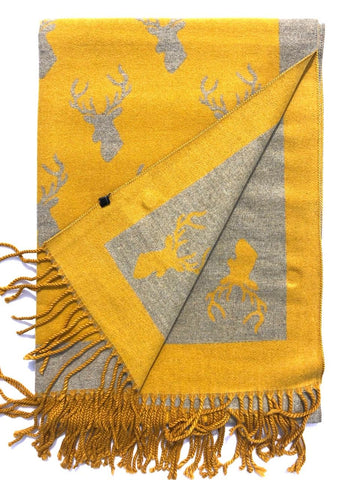 House Of Tweed  Large Scarves With Tassel Mulberry Tree -Blue/Grey