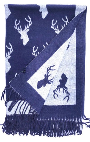 House Of Tweed  Large Scarves With Tassel Mulberry Tree -Dark Grey/Grey