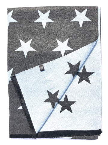 House Of Tweed  Large Scarves-Star Navy/Grey