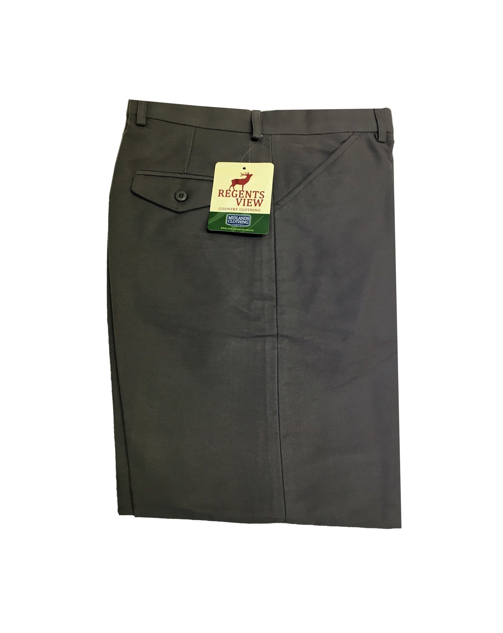 Regents View Mens Moleskin 100% Cotton Trousers - Lovat