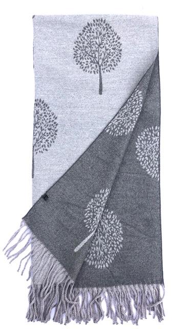 House Of Tweed  Large Scarves With Tassel Mulberry Tree -Dark Grey/Grey