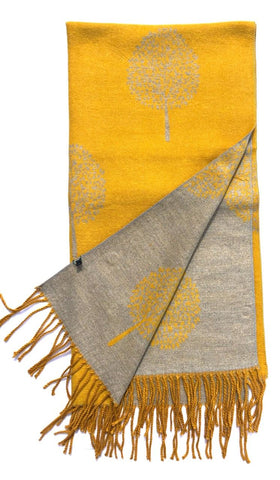 House Of Tweed  Large Scarves With Tassel Mulberry Tree -Light Brown/Grey