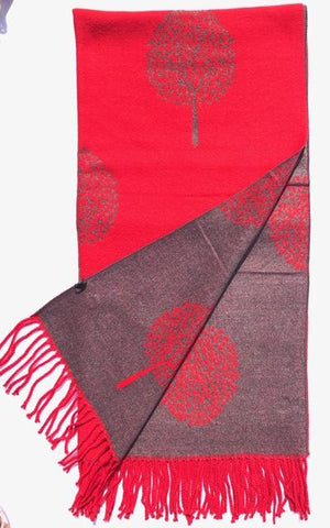 House Of Tweed  Large Scarves With Tassel Mulberry Tree -Pink/Grey