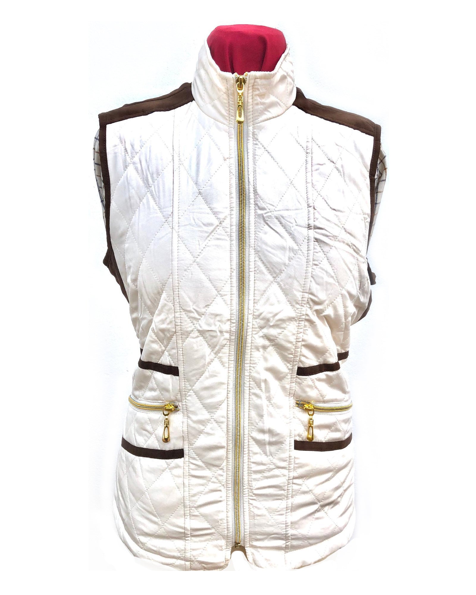Women Quilted Fur-lined Zipped Bodywarmer - White