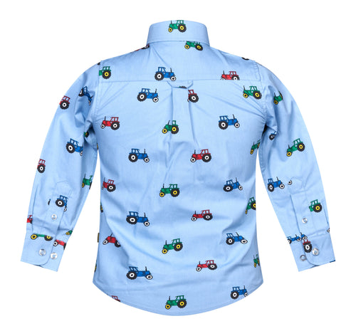 Regents View Childrens Cotton Tractor Shirt- Blue