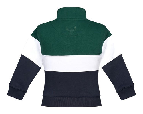 Regents View Childrens Panel 1/4 Zip Sweatshirt Olive/White/Navy