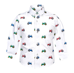 Regents View Childrens Cotton Tractor Shirt- White