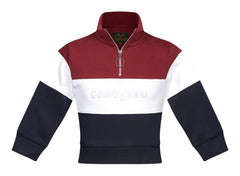 Regents View Childrens Panel 1/4 Zip Sweatshirt Wine/White/Navy