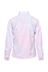 Regents View Womens Tattersall Long Sleeve Shirt - SH40 Blue/White/Pink