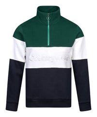 Regents View Womens Panel 1/4 Zip Sweatshirt Olive/White/Navy