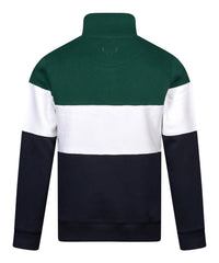 Regents View Womens Panel 1/4 Zip Sweatshirt Olive/White/Navy