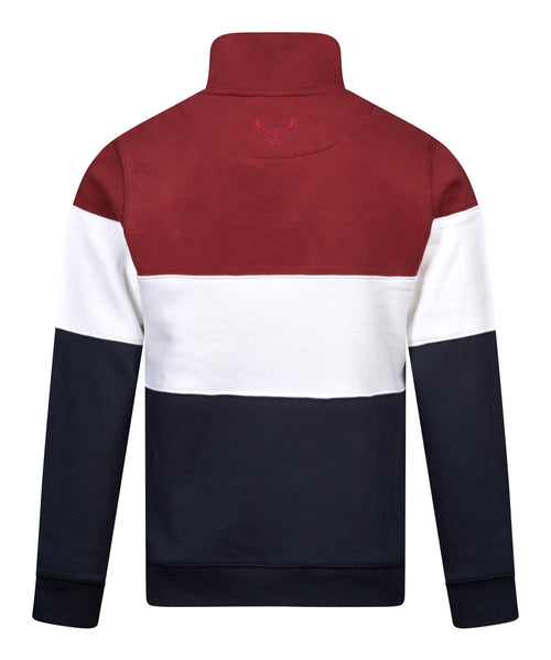 Regents View Womens Panel 1/4 Zip Sweatshirt Red/White/Navy