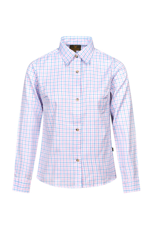 Regents View Womens Tattersall Long Sleeve Shirt - SH45 Blue/Pink