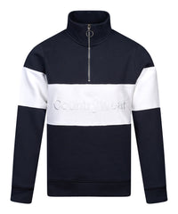 Regents View Womens Panel 1/4 Zip Sweatshirt Navy/White/Navy