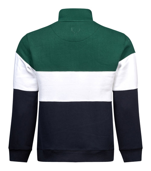 Regents View Mens Panel 1/4 Zip Sweatshirt Olive/White/Navy