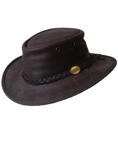 Barmah Crushable Bronco Leather Hat - Navy