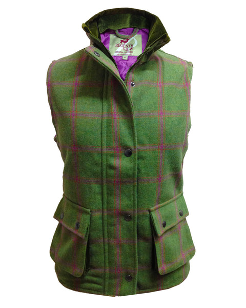 Regents View Women Diamond Quilted Premium Tweed Bodywarmer - Green