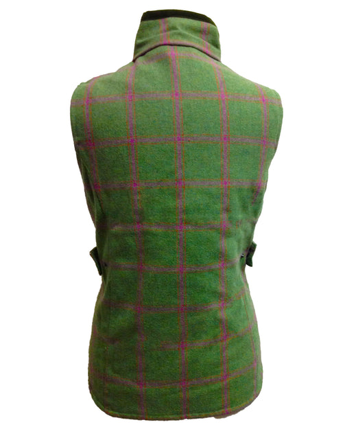 Regents View Women Diamond Quilted Premium Tweed Bodywarmer - Green