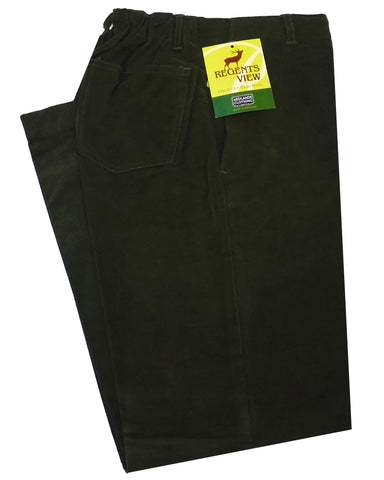 Regents View Mens Superior Stitching 100% Cotton Moleskin Trousers - Dark Brown