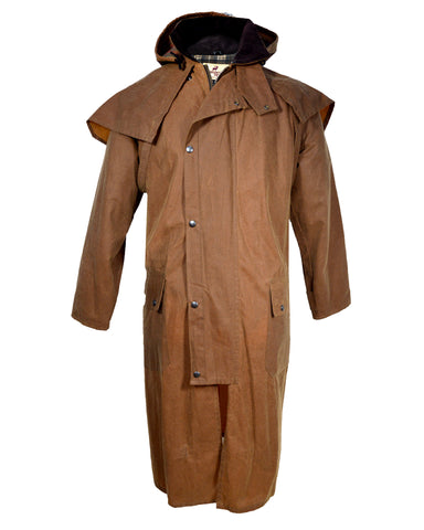 Regents View Waxed Cotton Stockman / Drover Long Coat - Olive