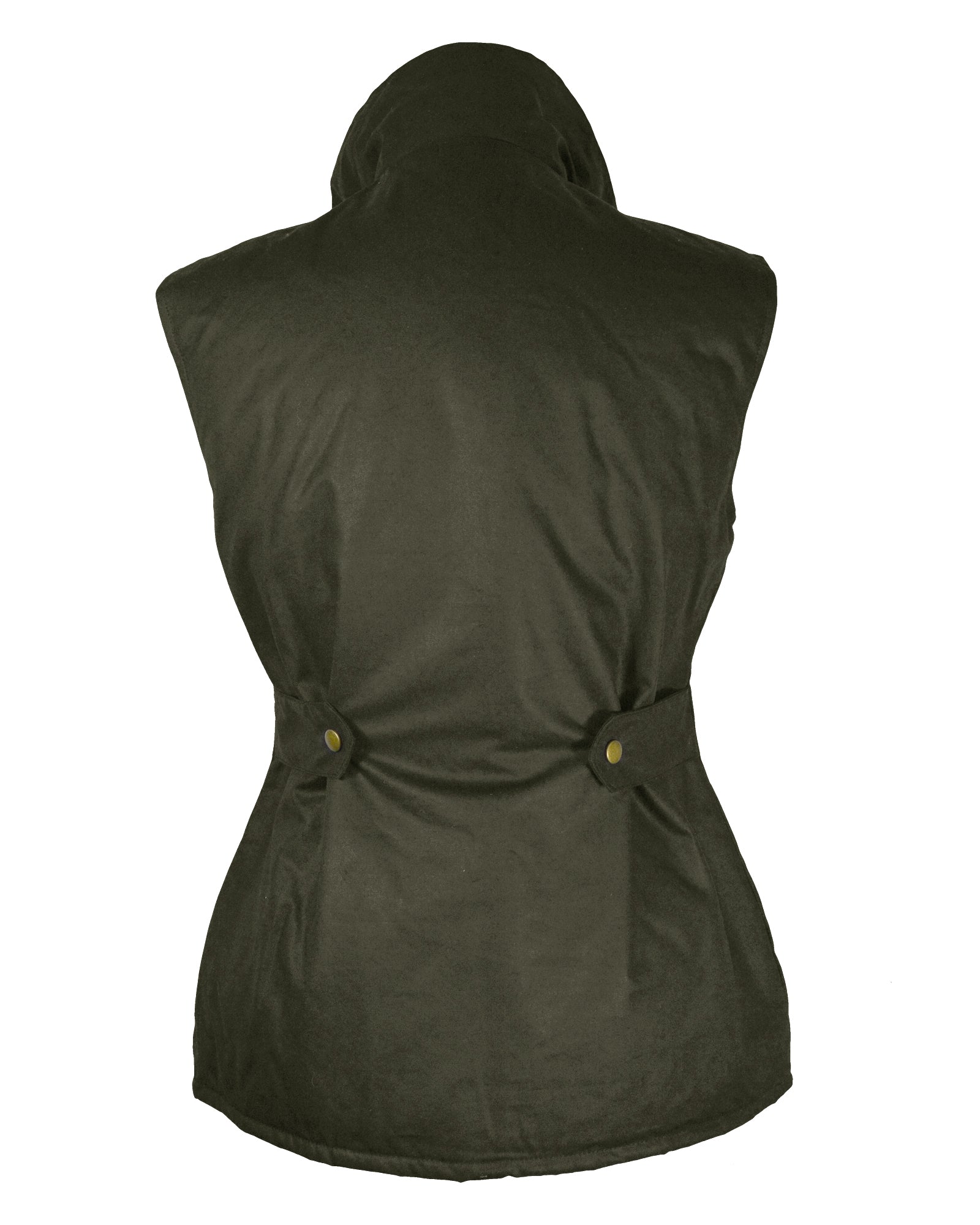 Regents View Womens Fitted Wax Waistcoat Body Warmer - Olive Green