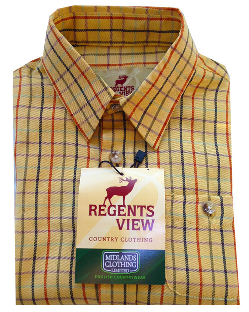 Regents View Childrens Tattersall Check Shirt - Yellow SH39
